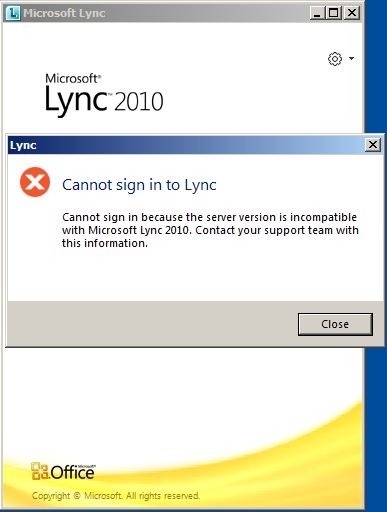 lync for mac 2011 sign in failed